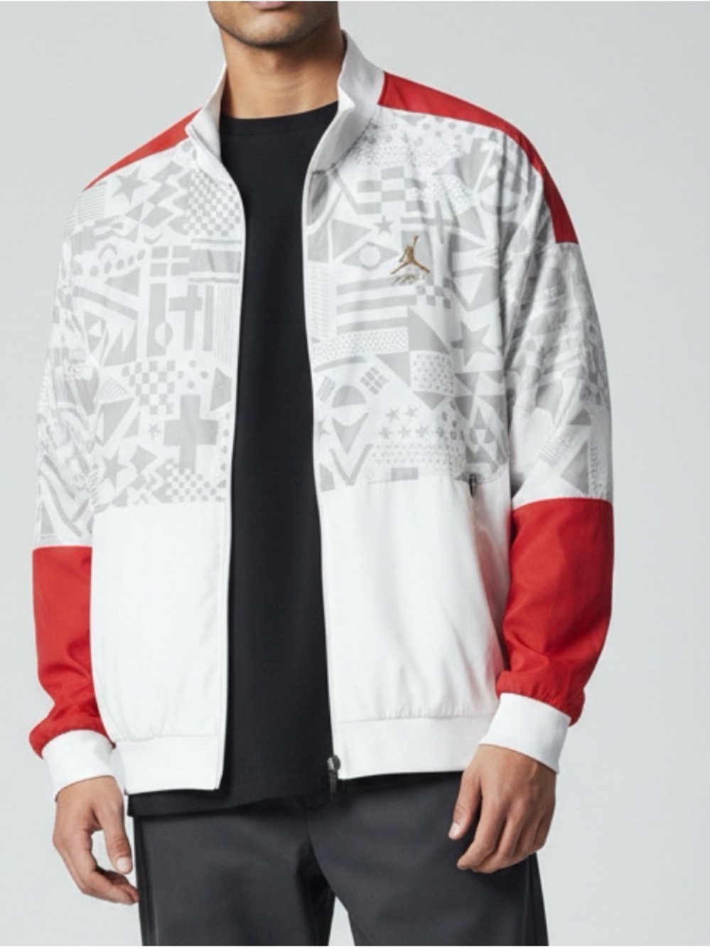 Jordan White & Red Graphic Windbreaker Jacket